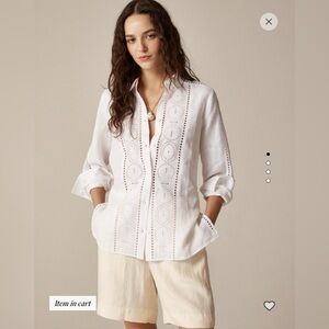 J. Crew Linen Shirt GarƧon classic shirt in eyelet linen Size 2 Cl592 2025 NWT